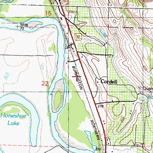 Topographic Map of Cordell, WA