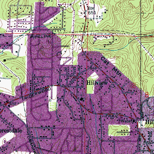 Topographic Map of Hillview, AL