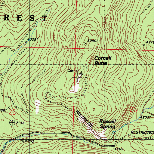 Topographic Map of Cornell Butte, WA
