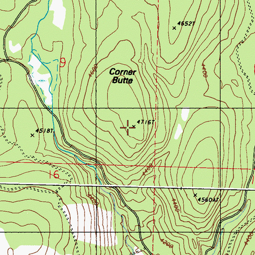 Topographic Map of Corner Butte, WA