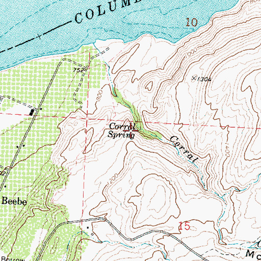 Topographic Map of Corral Spring, WA