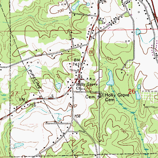 Topographic Map of Holly Grove Baptist Church, AL