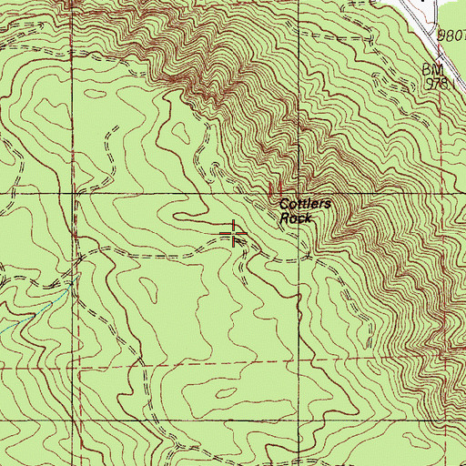 Topographic Map of Cottlers Rock, WA