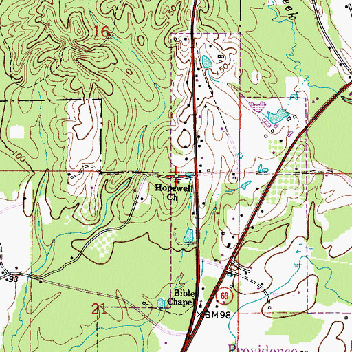 Topographic Map of Hopewell Baptist Church, AL