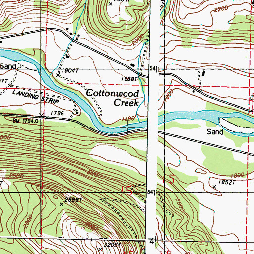 Topographic Map of Cottonwood Creek, WA