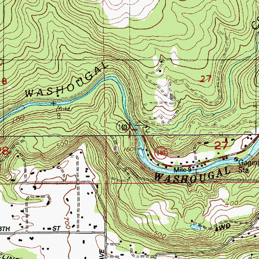Topographic Map of Cougar Creek, WA