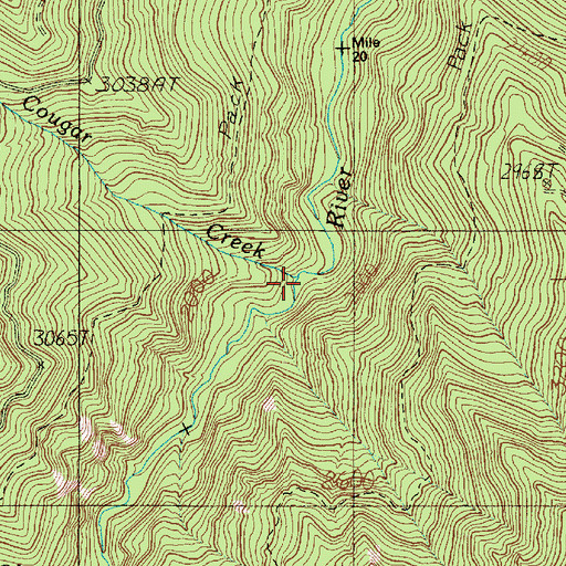 Topographic Map of Cougar Creek, WA
