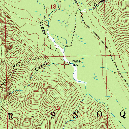 Topographic Map of Cougar Creek, WA