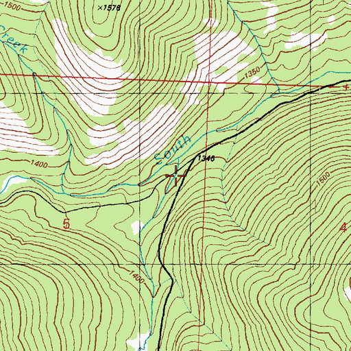 Topographic Map of Cougar Creek, WA