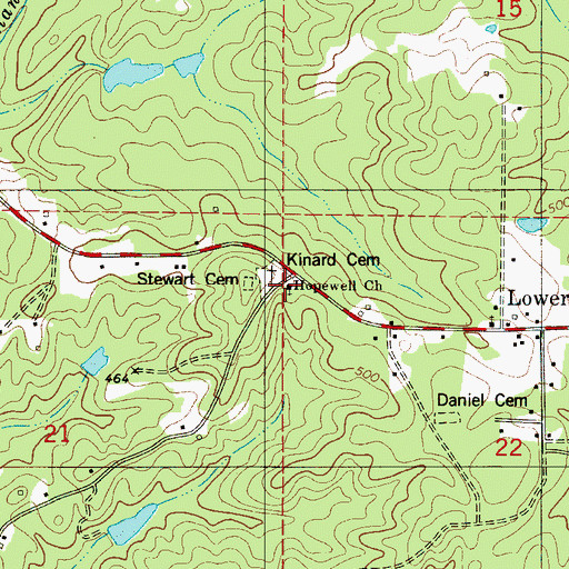 Topographic Map of Hopewell Primitive Baptist Church, AL