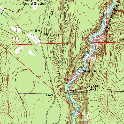 Topographic Map of Cougar Creek, WA