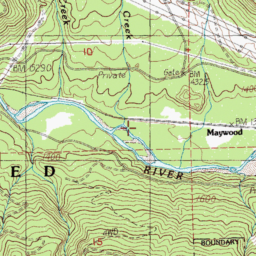 Topographic Map of Cougar Creek, WA