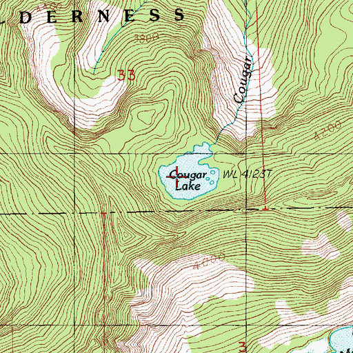 Topographic Map of Cougar Lake, WA