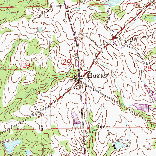 Topographic Map of Hugley, AL
