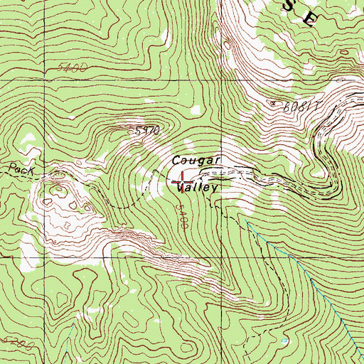 Topographic Map of Cougar Valley, WA