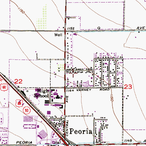 Topographic Map of Varney Park, AZ