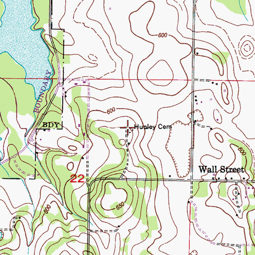 Topographic Map of Hunley Cemetery, AL