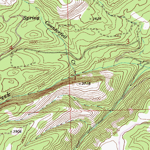 Topographic Map of Counterfeit Creek, WA