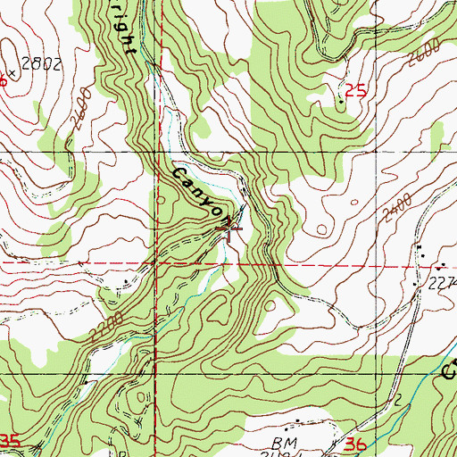 Topographic Map of Courtright Canyon, WA