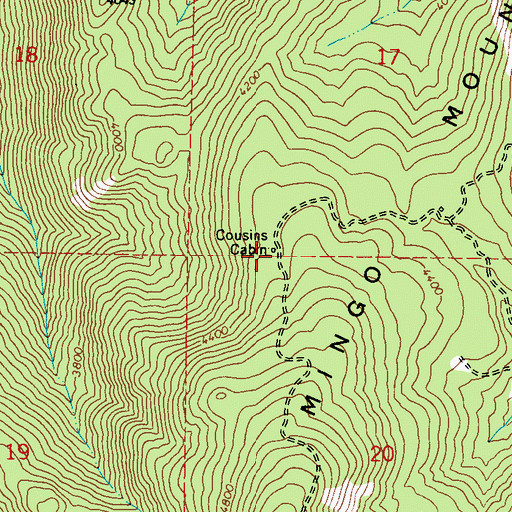 Topographic Map of Cousins Cabin, WA
