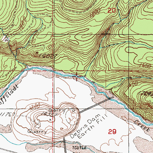 Topographic Map of Cow Creek, WA