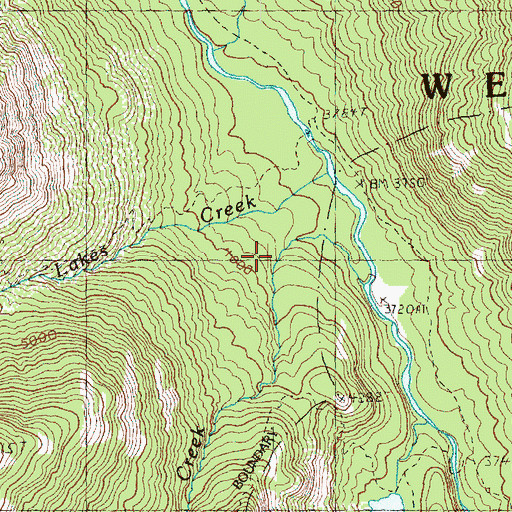 Topographic Map of Cow Creek, WA