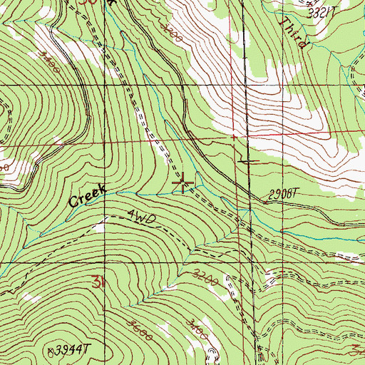 Topographic Map of Cow Creek, WA