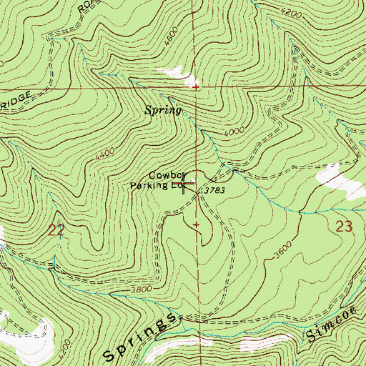 Topographic Map of Cowboy Parking Lot, WA