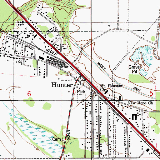 Topographic Map of Hunter, AL