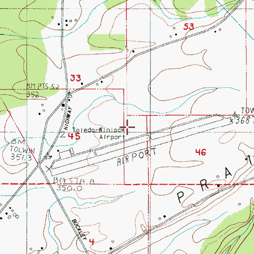 Topographic Map of Cowlitz Prairie, WA