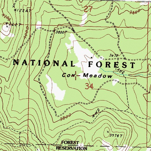 Topographic Map of Cox Meadow, WA