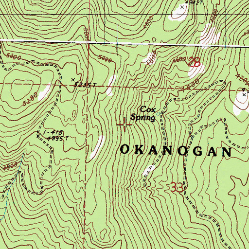 Topographic Map of Cox Spring, WA