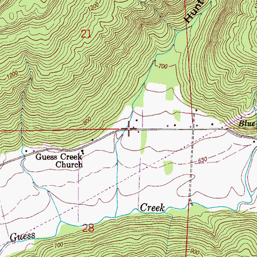 Topographic Map of Hunter Hollow, AL