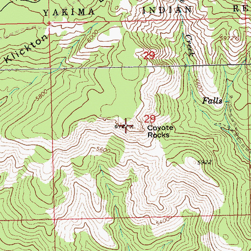 Topographic Map of Coyote Rocks, WA