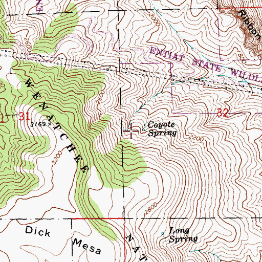 Topographic Map of Coyote Spring, WA