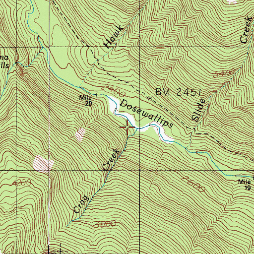 Topographic Map of Crag Creek, WA