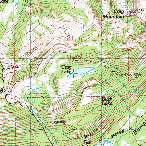 Topographic Map of Crag Lake, WA