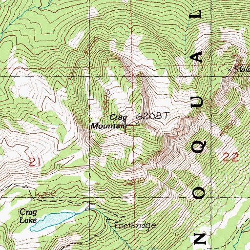 Topographic Map of Crag Mountain, WA