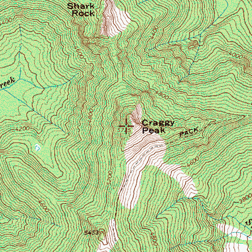 Topographic Map of Craggy Peak, WA