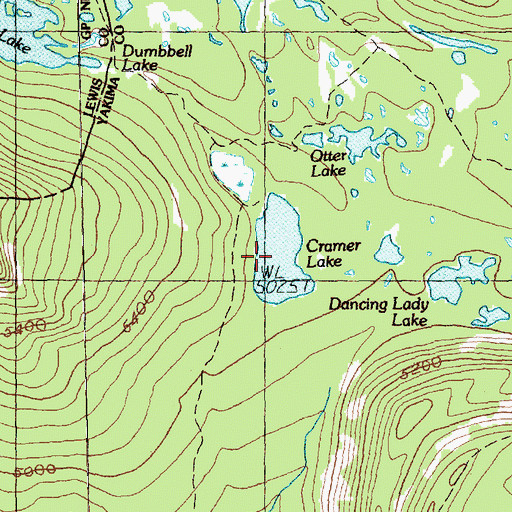 Topographic Map of Cramer Lake, WA