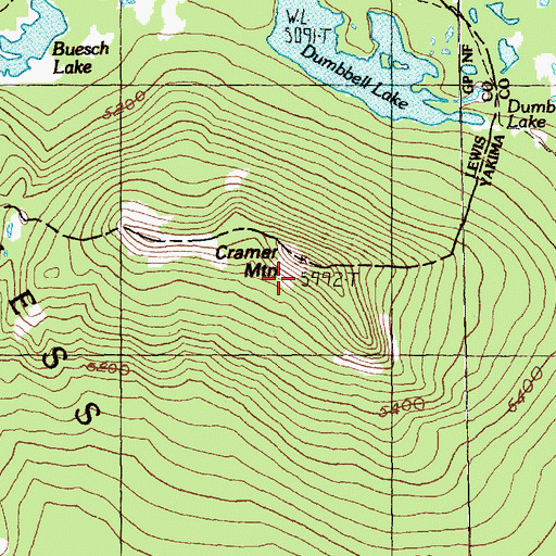 Topographic Map of Cramer Mountain, WA