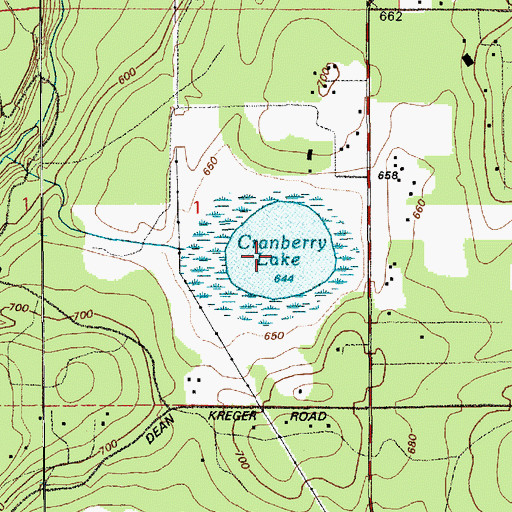 Topographic Map of Cranberry Lake, WA