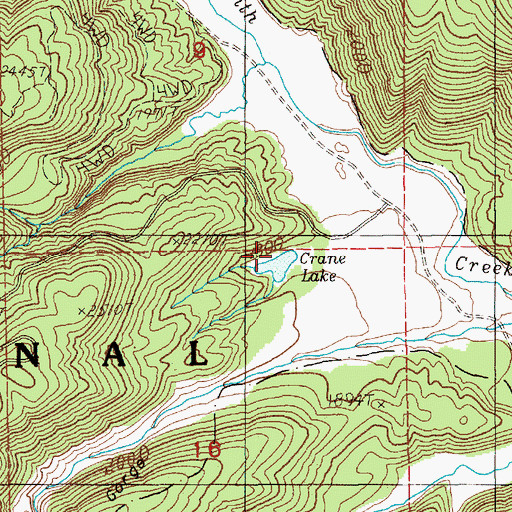Topographic Map of Crane Lake, WA