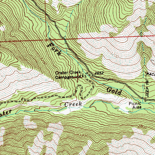 Topographic Map of Crater Creek Campground, WA