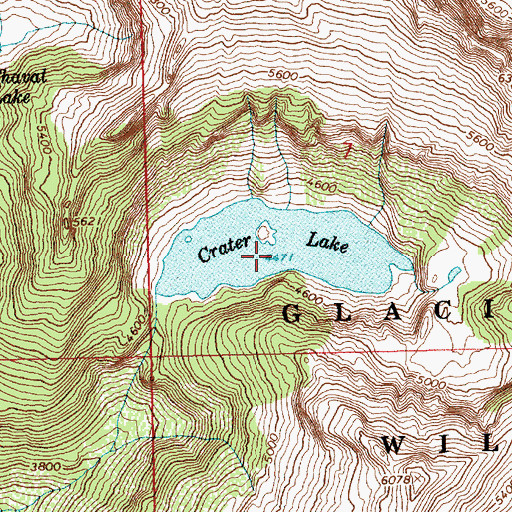 Topographic Map of Crater Lake, WA