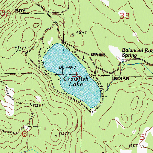 Topographic Map of Crawfish Lake, WA