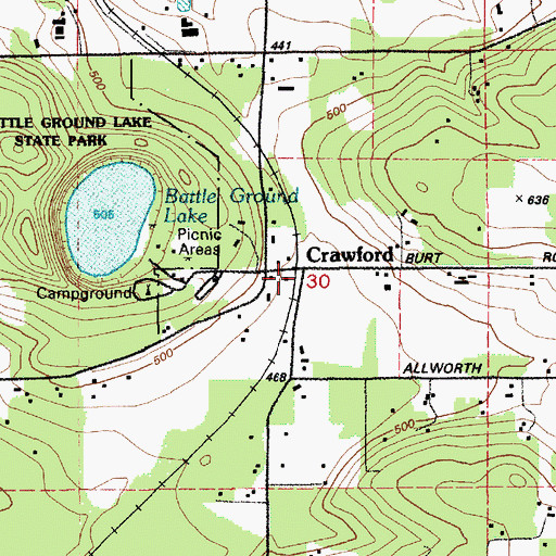 Topographic Map of Crawford, WA
