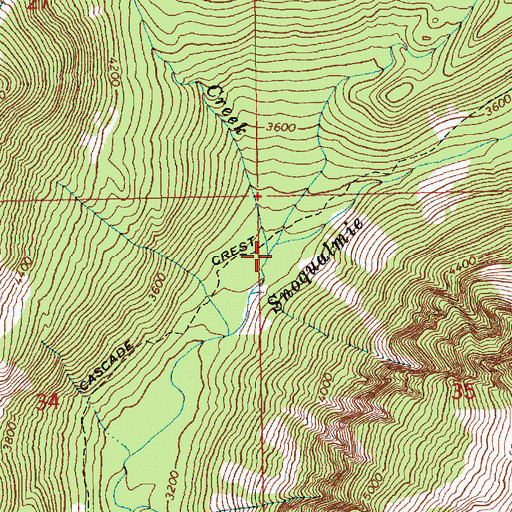 Topographic Map of Crawford Creek, WA