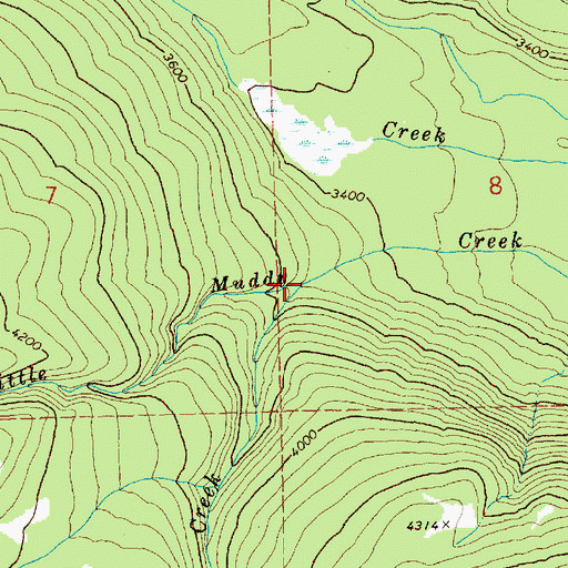 Topographic Map of Crawford Creek, WA