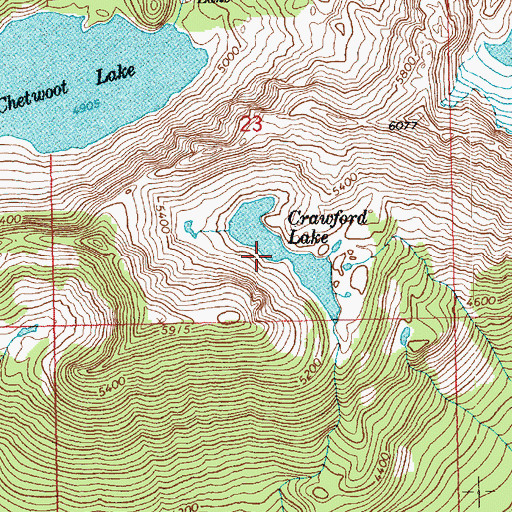 Topographic Map of Crawford Lake, WA
